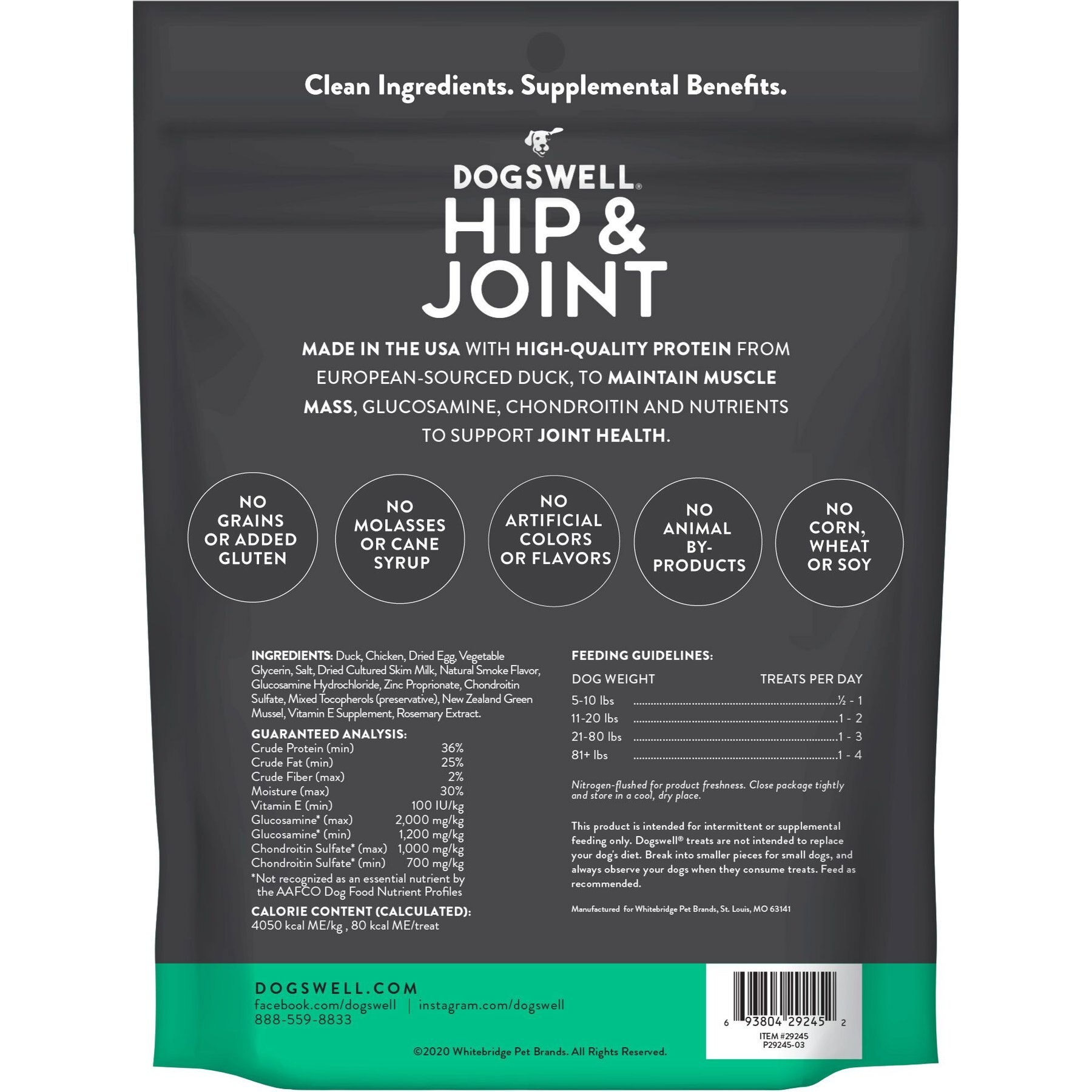 Dogswell Grillers Hip & Joint Duck Recipe Grain-Free Dog Treats