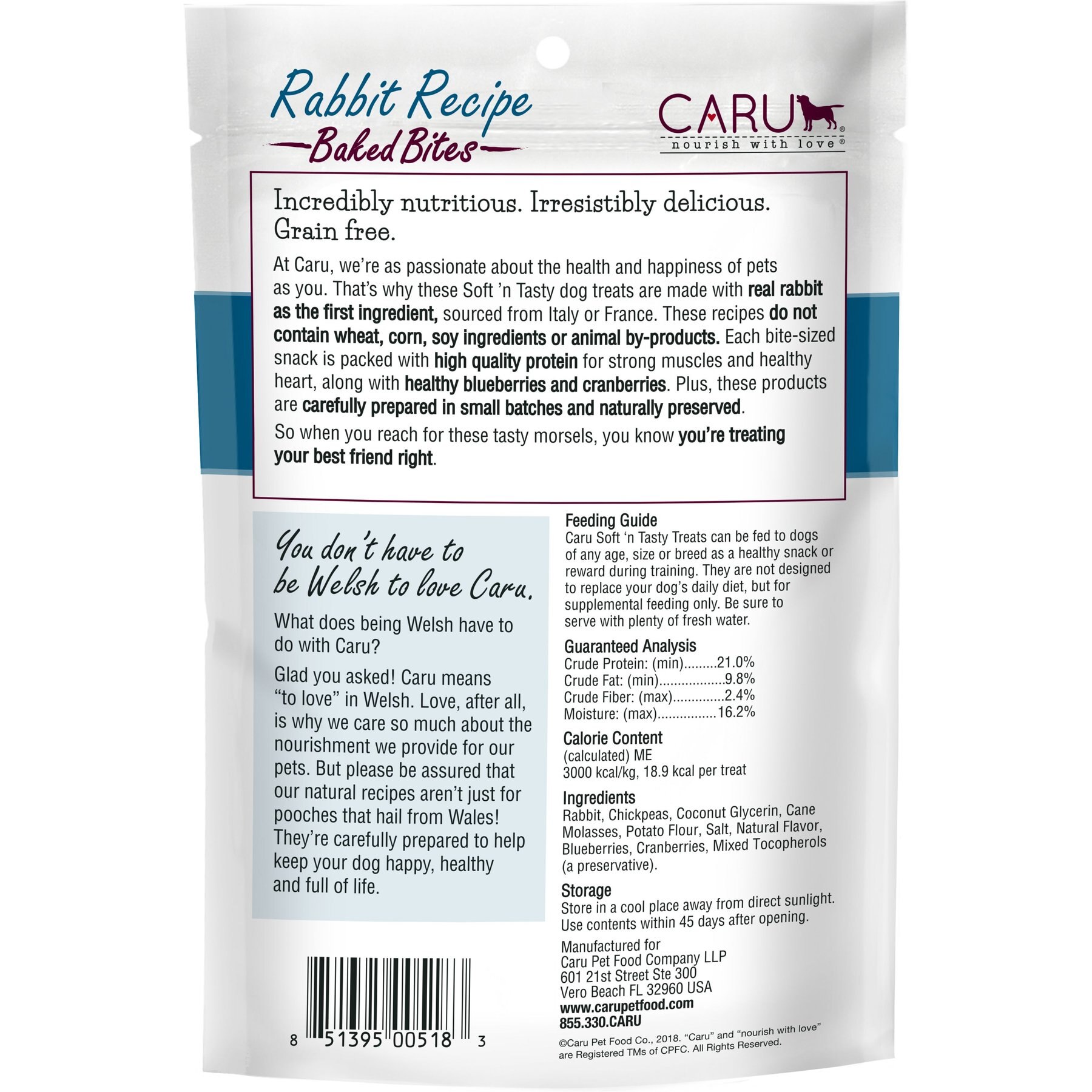 Caru Soft 'n Tasty Baked Bites Rabbit Recipe Grain-Free Dog Treats