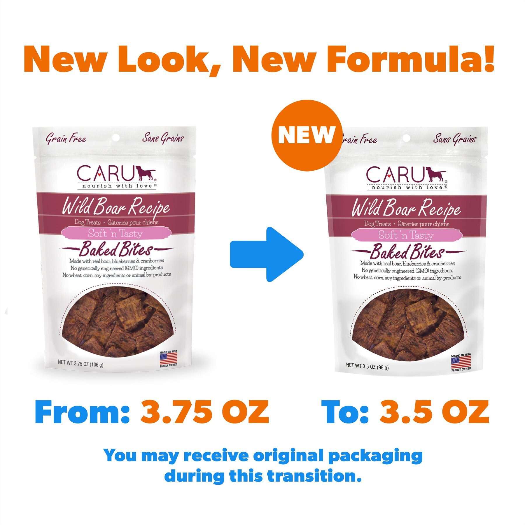 Caru Soft 'n Tasty Baked Bites Wild Boar Recipe Grain-Free Dog Treats