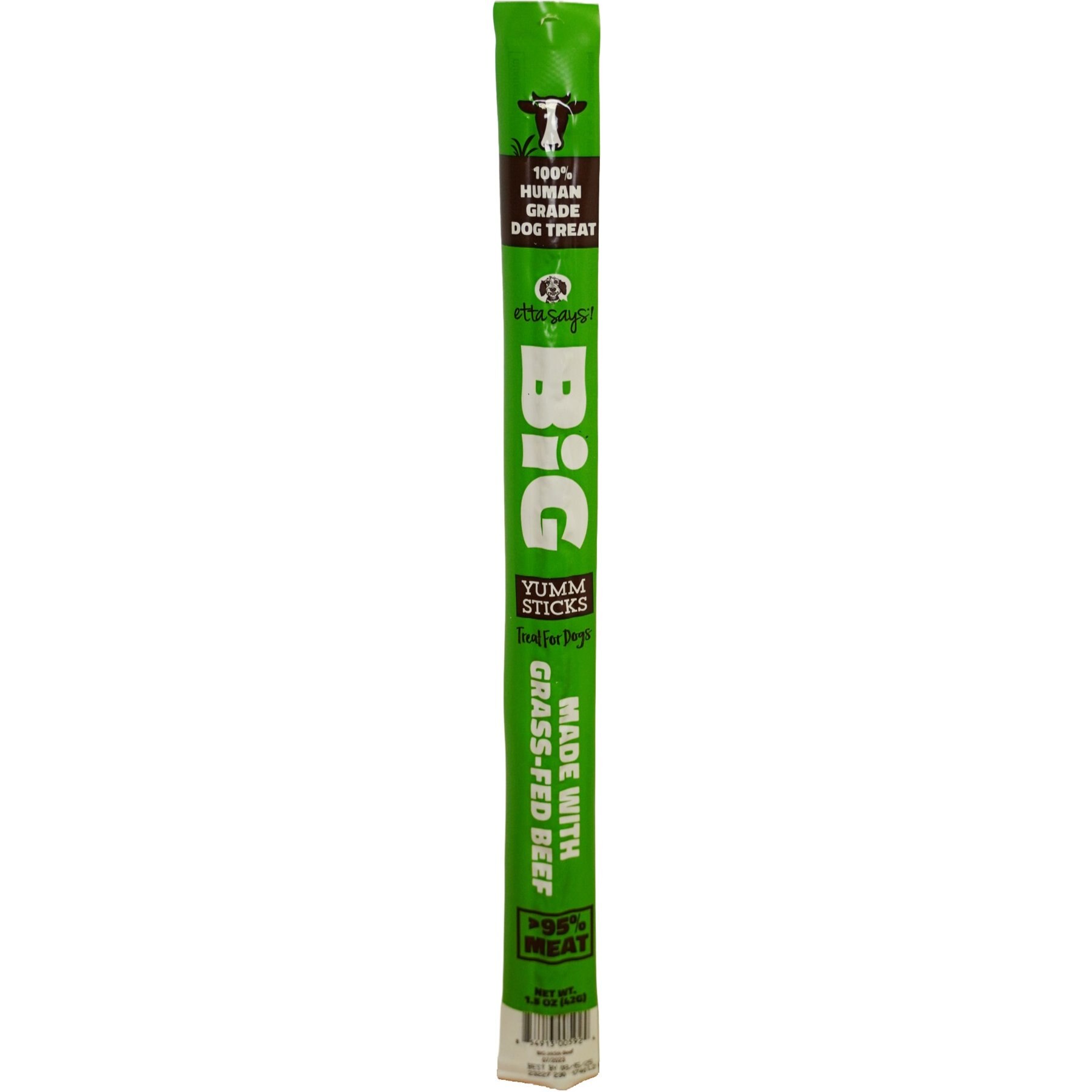Etta Says! BIG Yumm Sticks Adult Grass-Fed Beef Human-Grade Jerky Dog Treats, 1.5-oz stick, case of 24