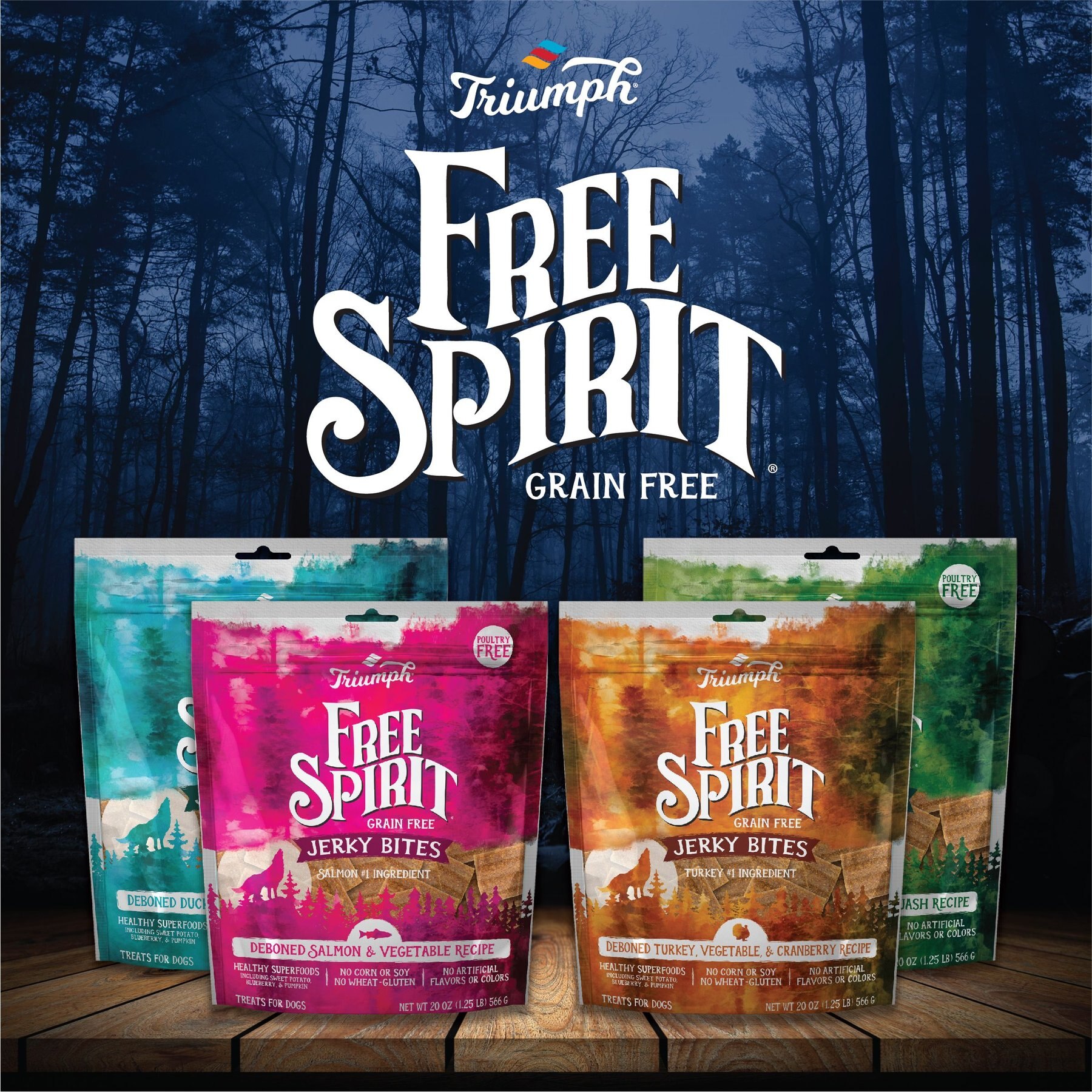 Triumph Free Spirit Jerky Bites Deboned Turkey, Vegetable & Cranberry Grain-Free Dog Treats