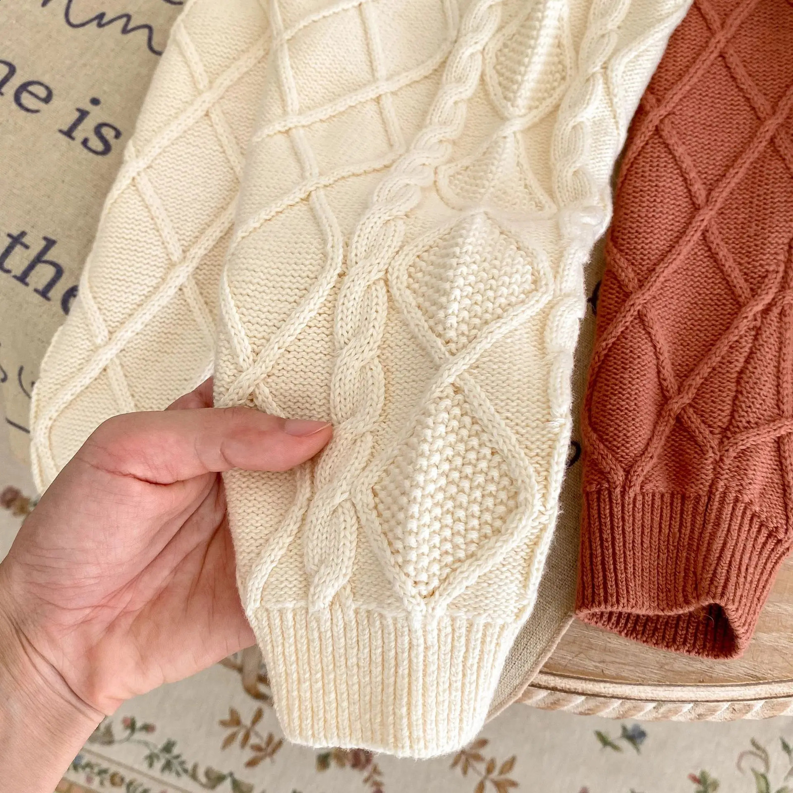 0-3T born Baby Boys and Girls Winter Clothing Knitted Warm Baby Pants Thick Sweater Trouser Casual Stretch Set 241121