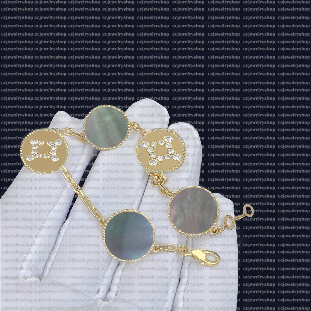 7 Colors Fashion Classic 4/Four Leaf Clover Charm Bracelets diamond Bangle Chain 18K Gold Agate Shell Mother-of-Pearl for Women&Girls Wedding Jewelry gift