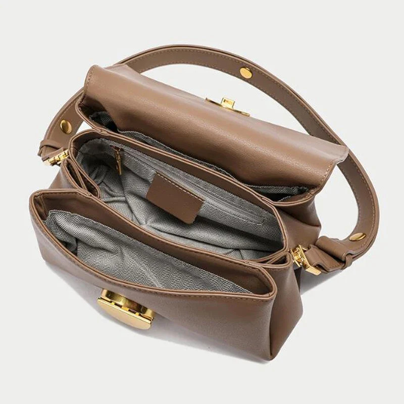 Leather Shoulder Bag For Women Crossbody Bags Multi Pockets Adjustable Strap Purse Handbag Brand Design Fashion Patent Leather BagVoyage