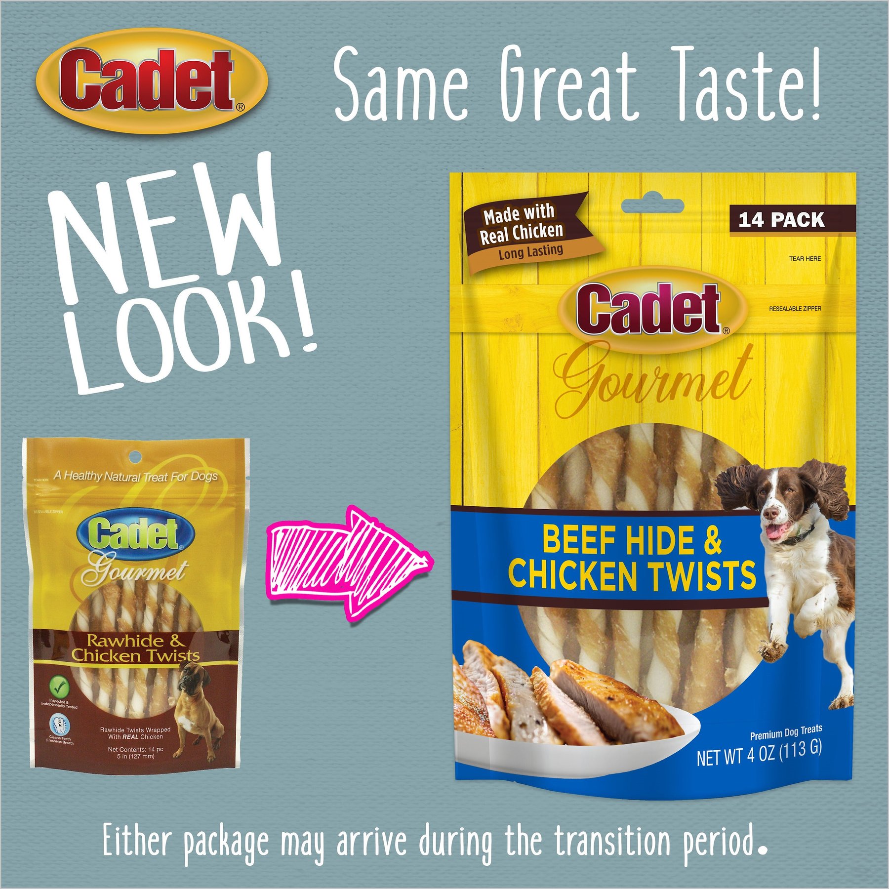 Cadet Gourmet Beef Hide & Chicken Twists Sticks Dog Treats, 5-in