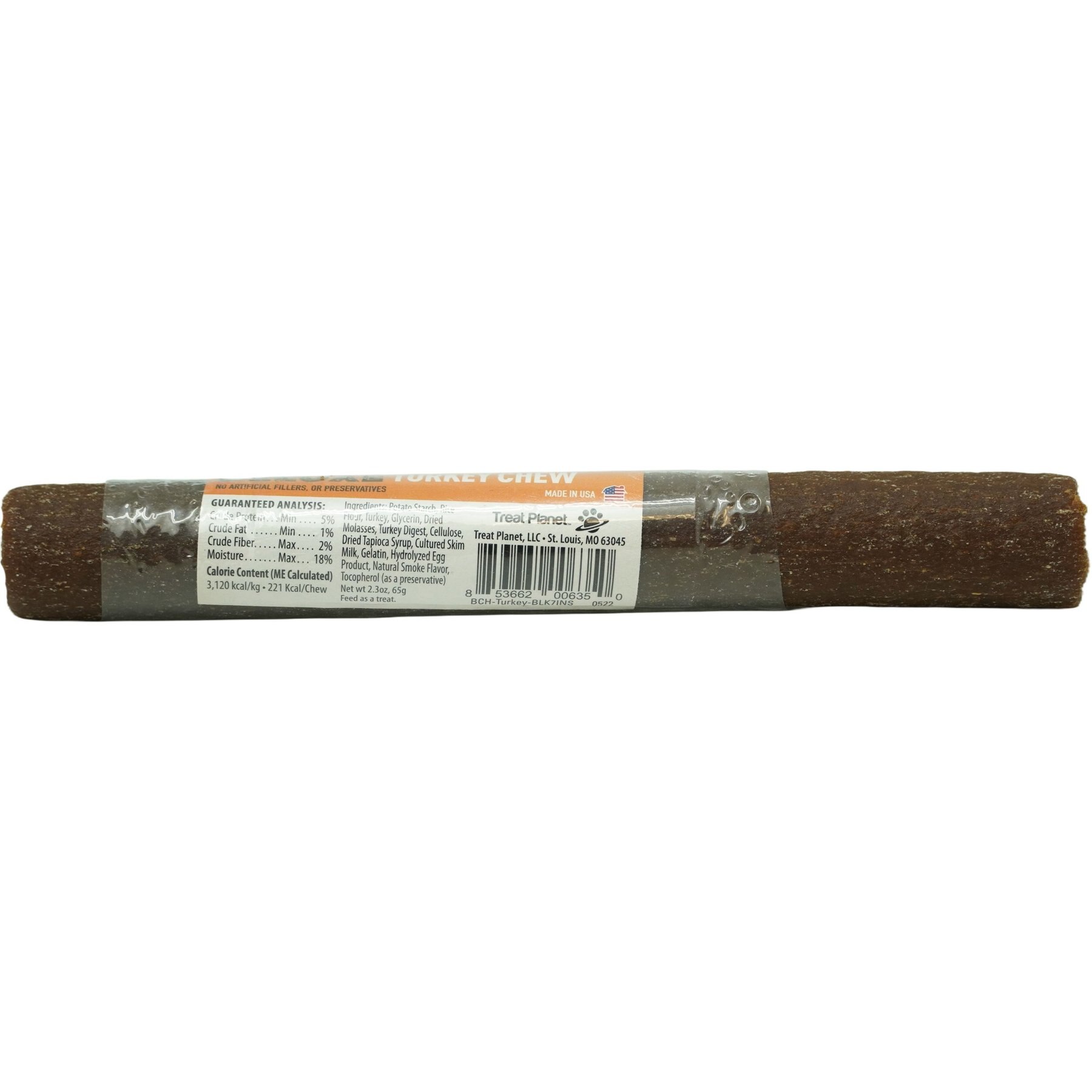 Etta Says! Deluxe Hide-Free Long-Lasting 7" Turkey Recipe Dog Chew
