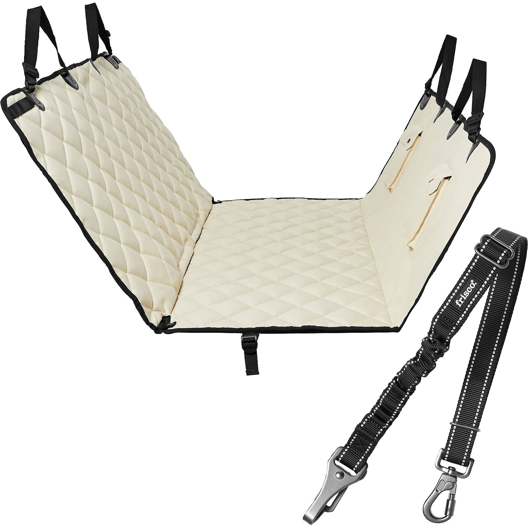 Frisco Adjustable Dog Seatbelt Tether & Frisco Quilted Water Resistant Hammock Car Seat Cover