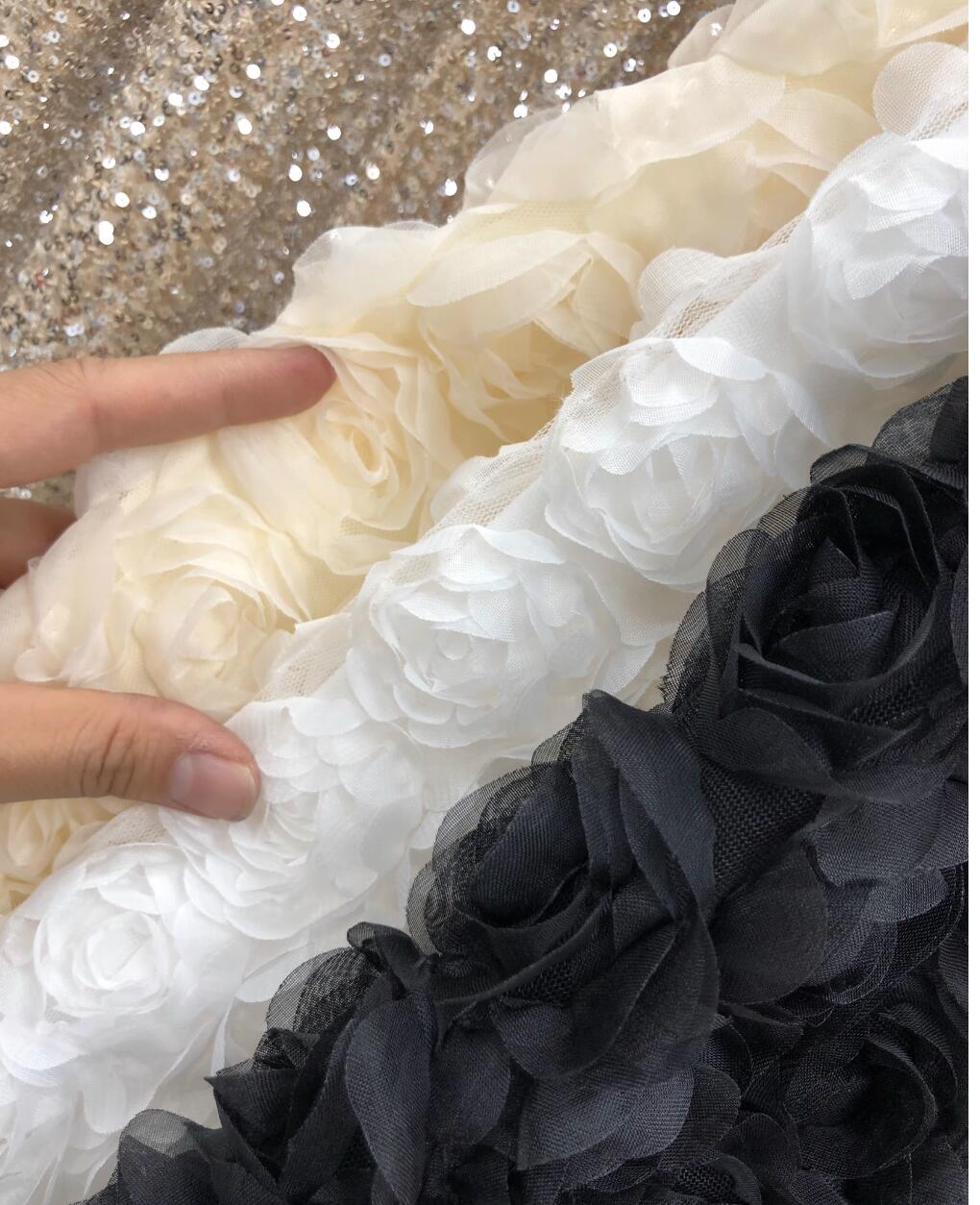 Womens fashion A-line skirt elastic high waist elegant 3D rose summer desinger skirt