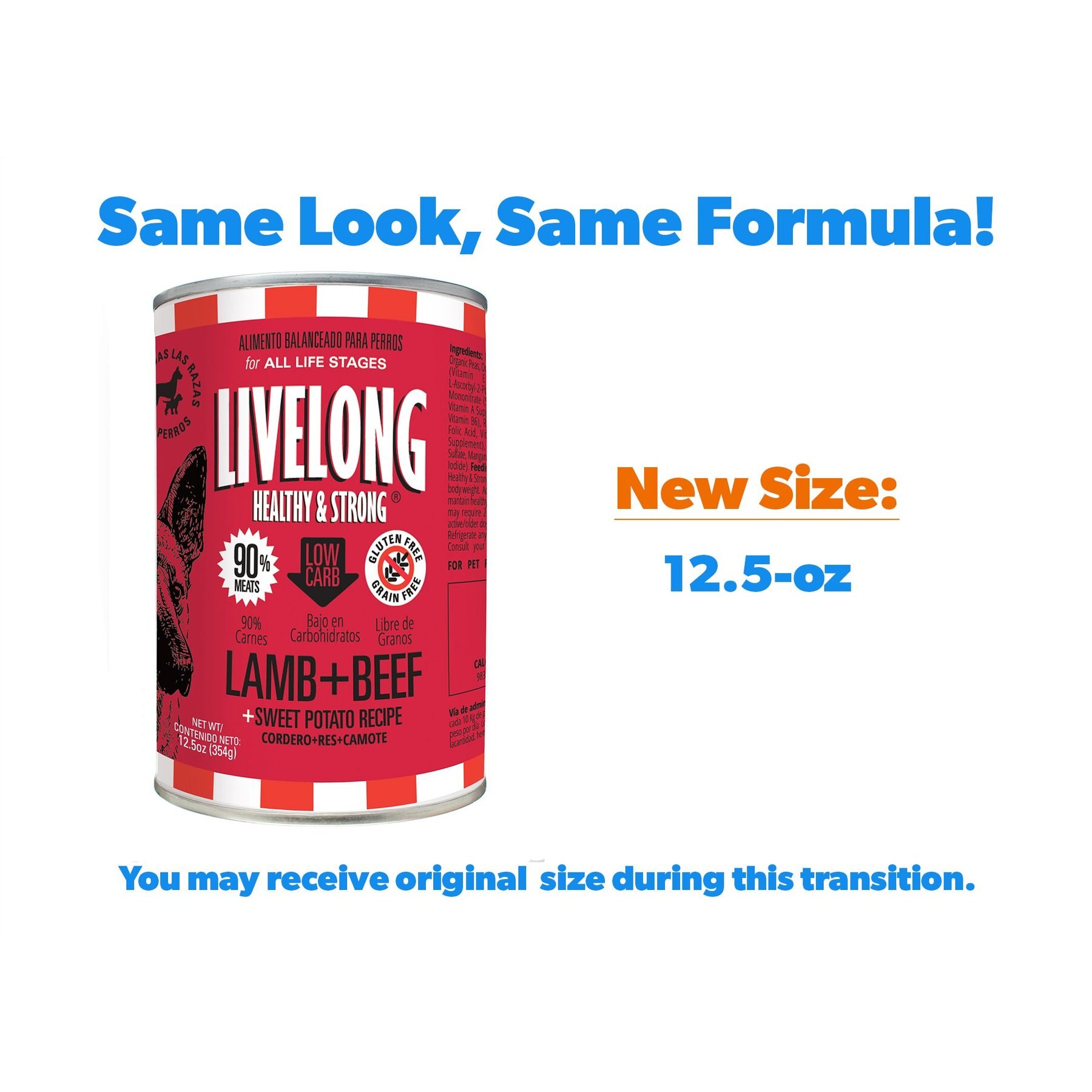 Livelong Healthy & Strong Lamb, Beef & Sweet Potato Recipe Wet Dog Food, 12.5-oz can, case of 12