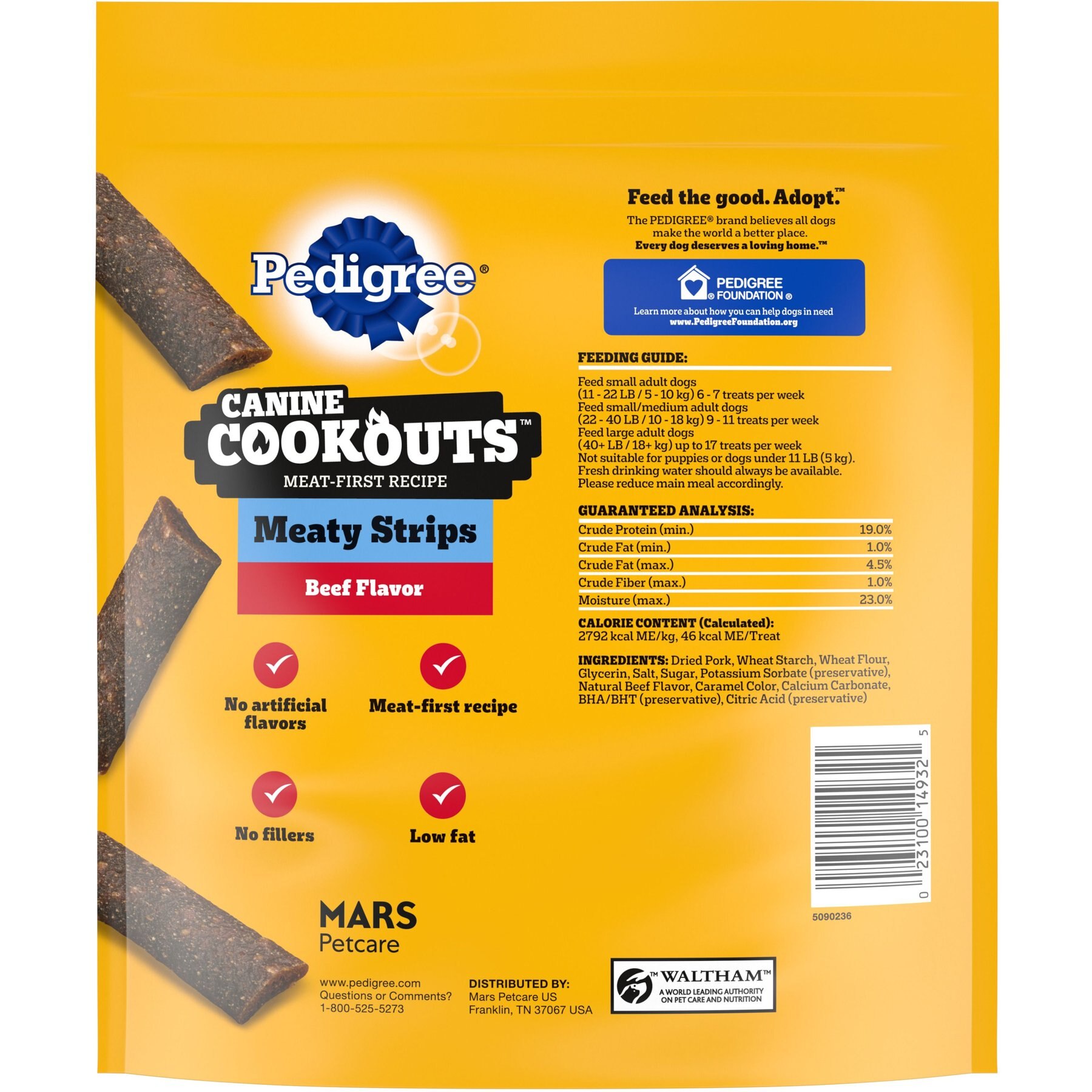 Pedigree Canine Cookout Beef Flavored High-Protein Adult Meaty Strips Soft Dog Treats