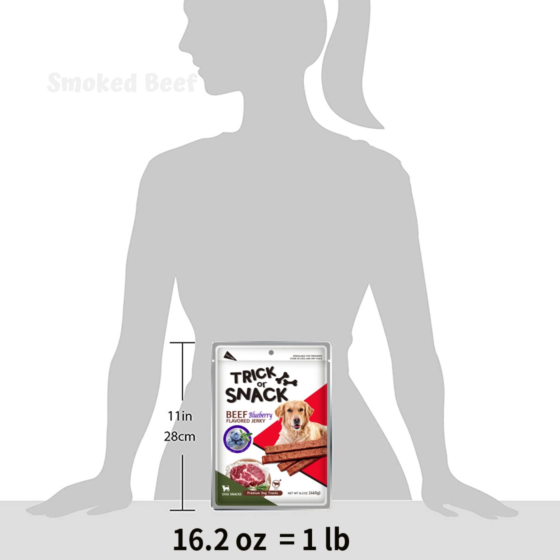 Trick or Snack Beef & Blueberry Flavored Jerky Dog Treats, 1-lb bag