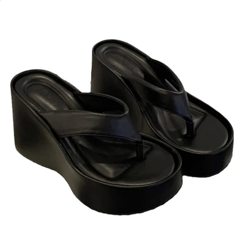 summer short and chubby womens slippers fashion platform wedge high heels silver womens shoes Zapatillas De Mujer 241121