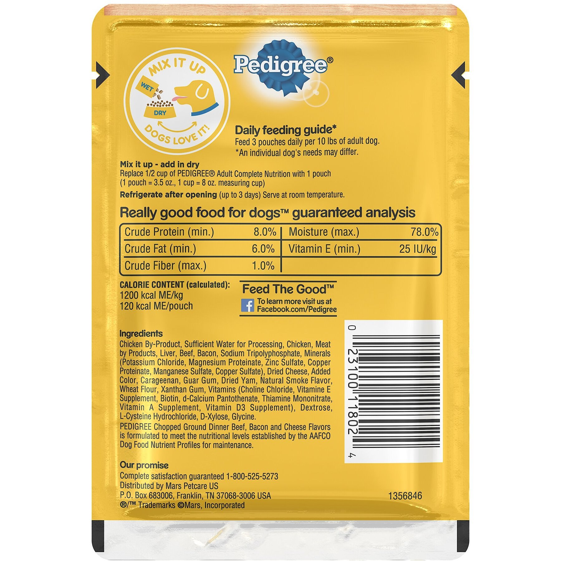 Pedigree Chopped Ground Dinner Beef, Bacon & Cheese Flavors Adult Wet Dog Food