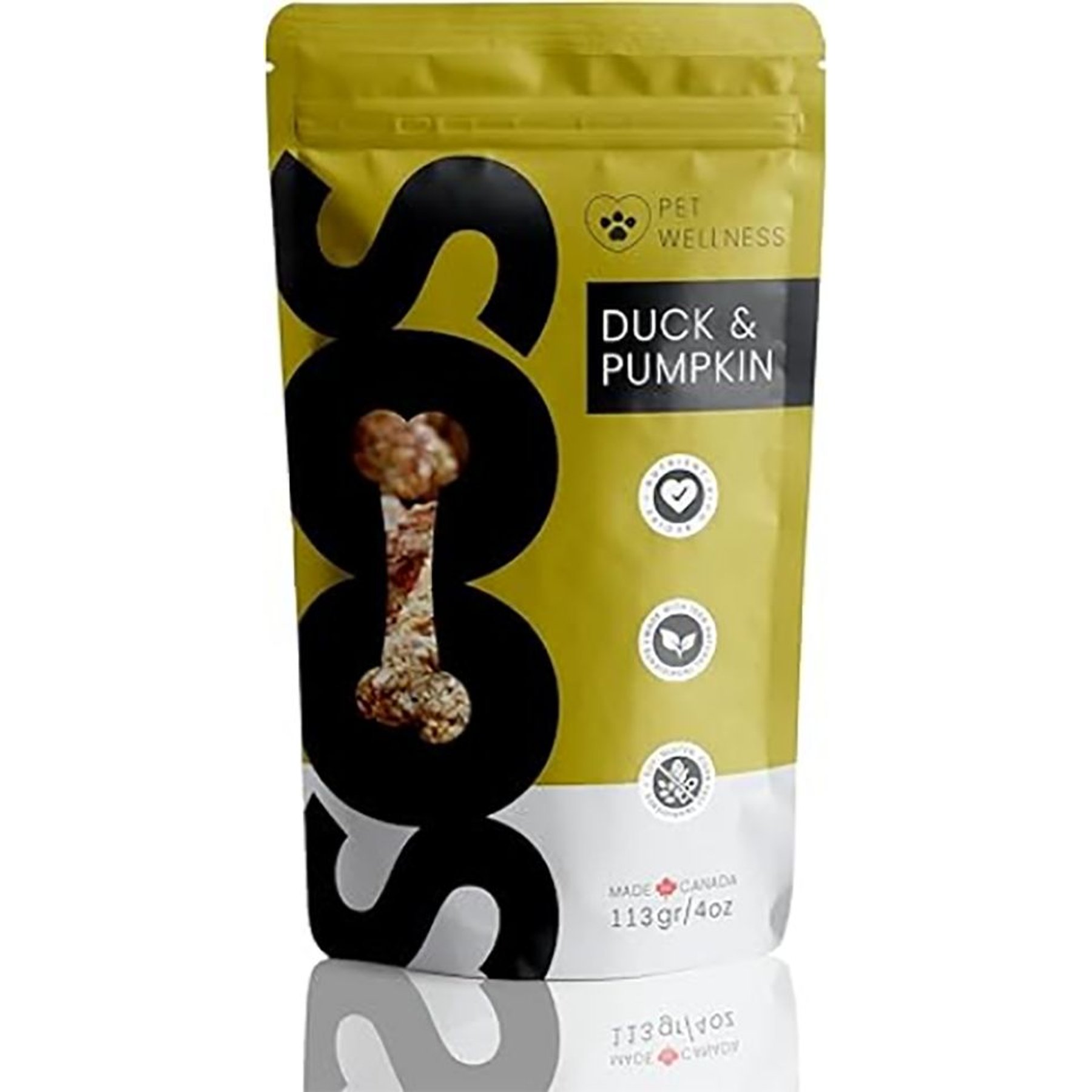Soos Wellness Duck & Pumpkin Jerky Dog Treats, 4-oz bag