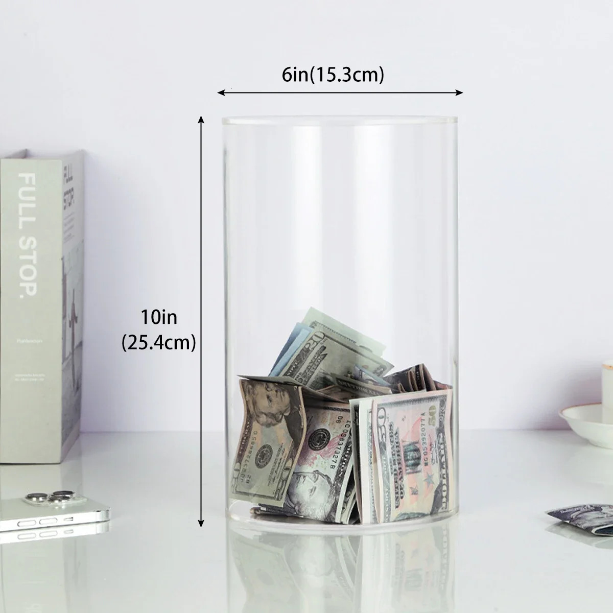 Clear Bank Box Durable Acrylic Saving Money Box Transparent Piggy Bank Cube Saving Coins Storage Box Money Saving Jar Kids Gift 240415