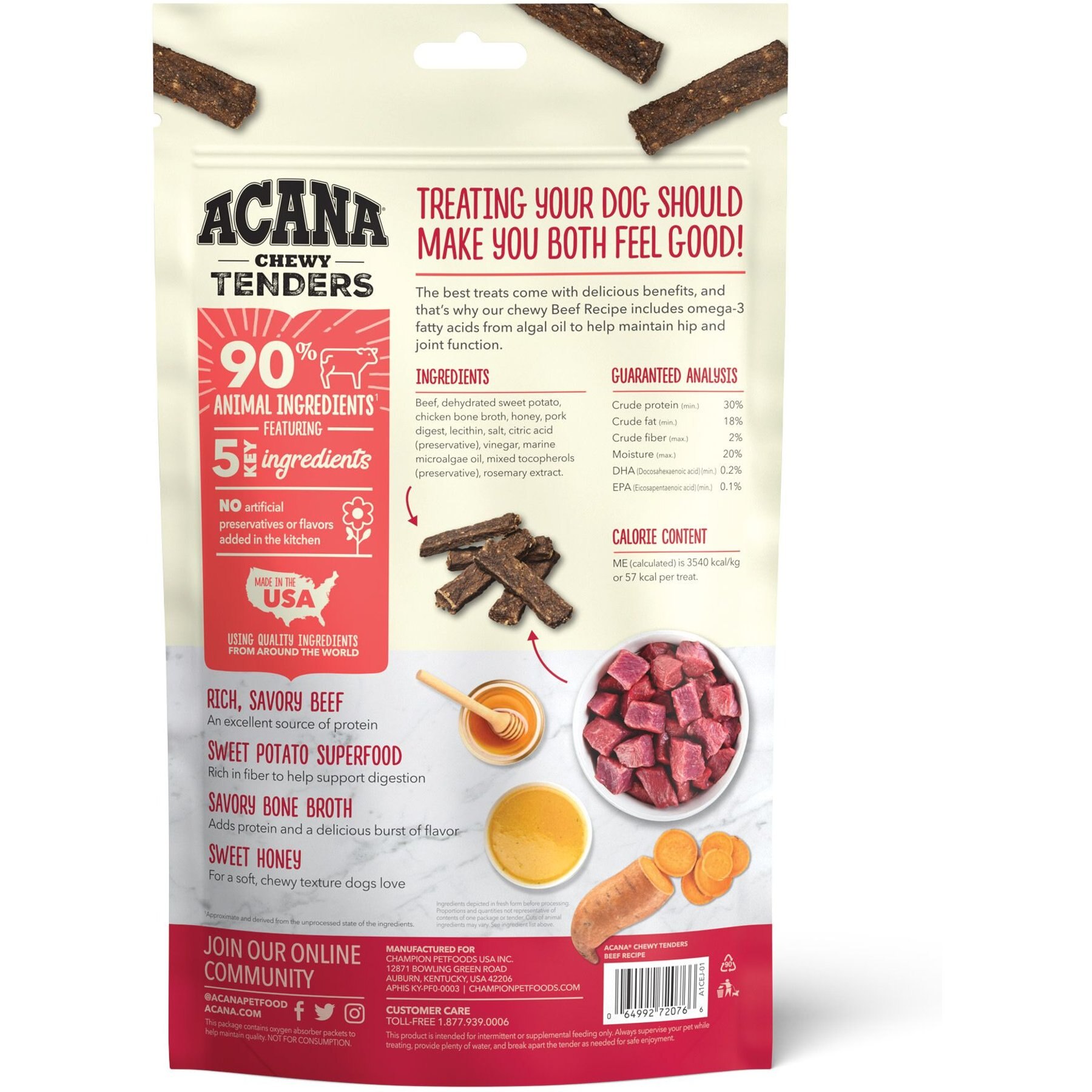 ACANA Chewy Tenders Beef Jerky Dog Treats, 4-oz bag