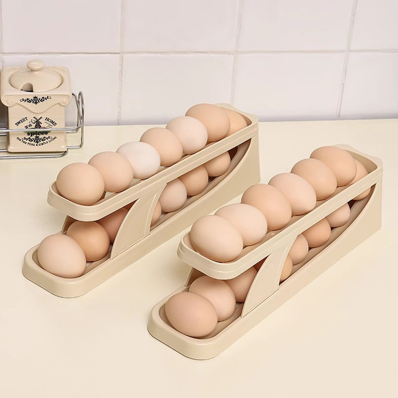 Slide-type egg storage box household refrigerator egg rack holder four-layer automatic roll-down egg box anti-fall egg box