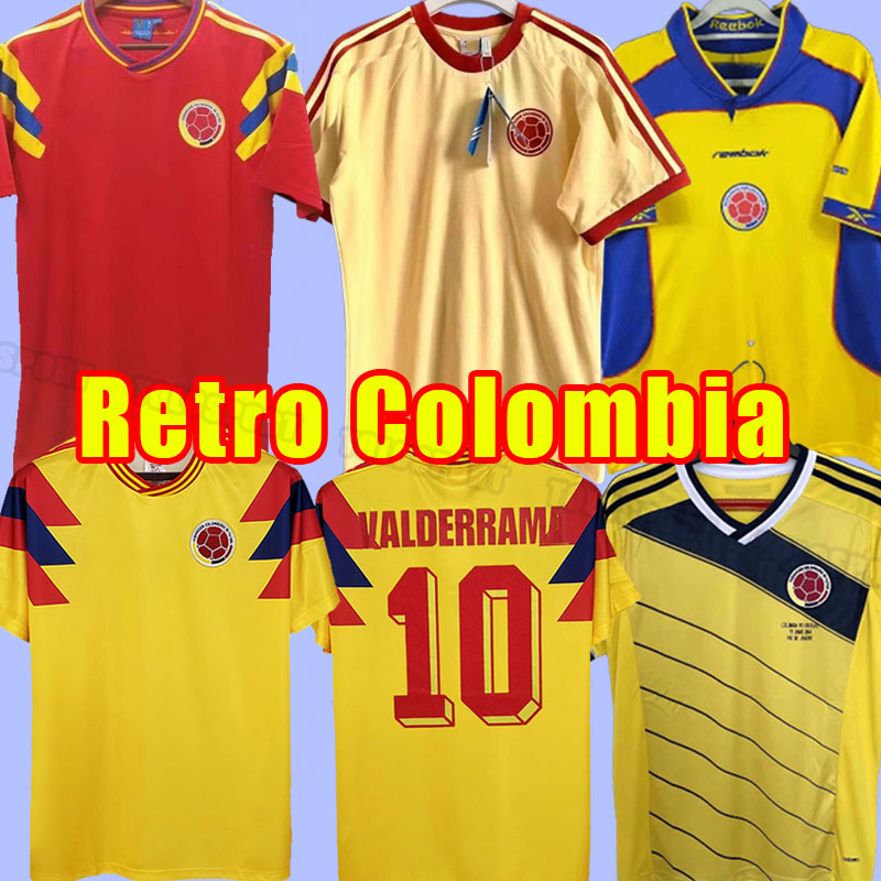 1990 2001 2002 2014 Colombia Soccer Jerseys VALDERRAMA GUERRERO Retro Mens ESCOBAR Memoria Home Away Football Shirt Classic Uniforms shorts sleeve 01 02 14