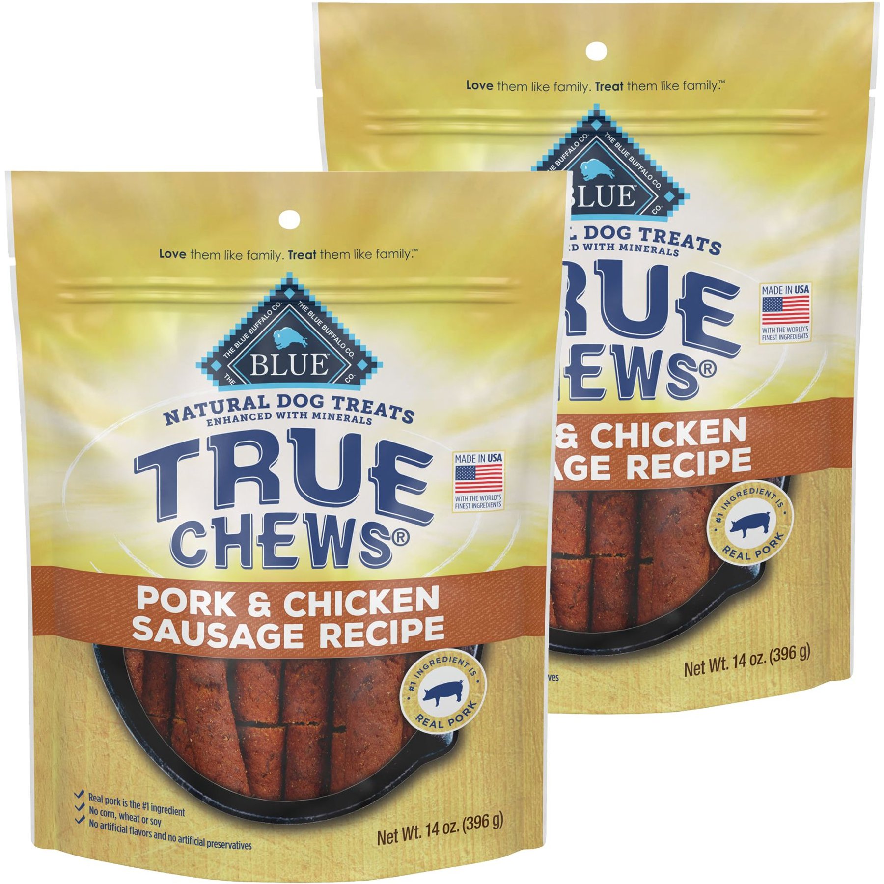 Blue Buffalo True Chews Natural Grain-Free Pork & Chicken Sausage Dog Treats