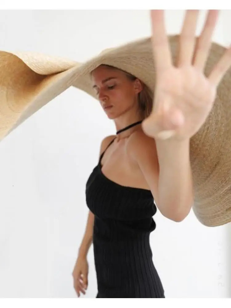 80cm Super large Brim Straw Sun Hat Summer Tourism For Women Travel Ladies Beach shading Sunscreen Overside Gorra 240415