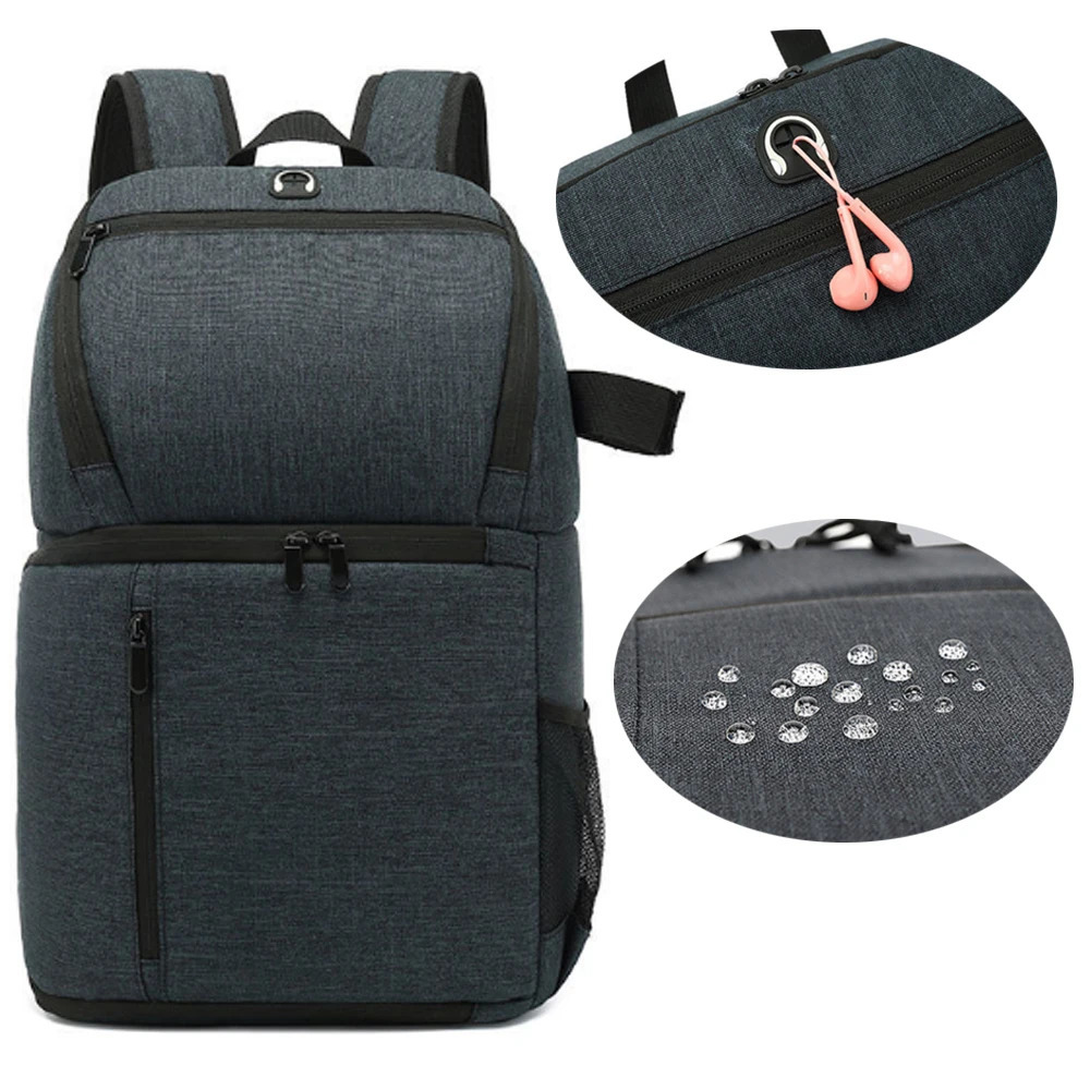 Waterproof DSLR Camera Bag Backpack With Charging Earphone Hole Outdoor Po for Laptop Tripod Video Lens 240418