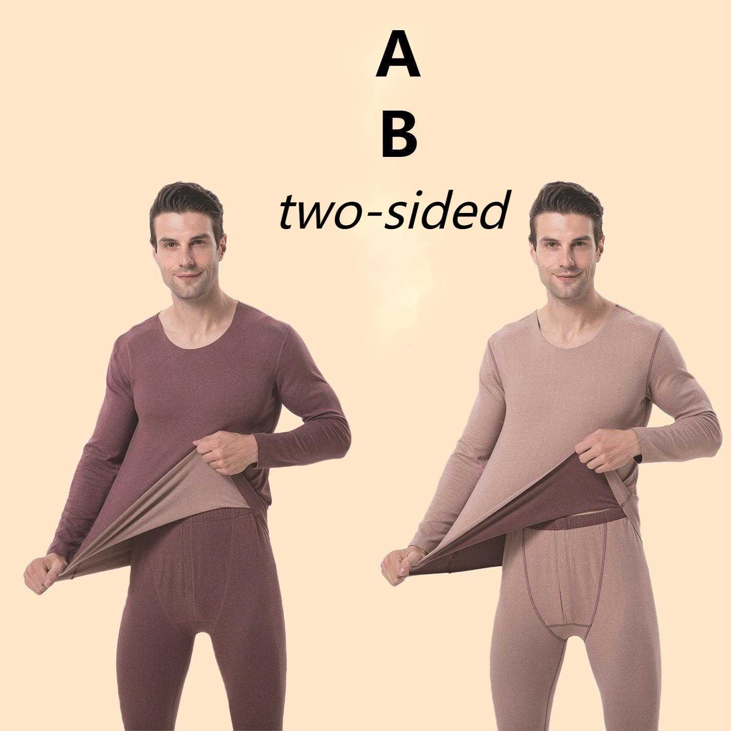 Men's Thermal Underwear AB Face Cationic Women's Thermal Underwear Set Men Plus Velvet De Seamless Men's Long Johns Thermal Underwear S