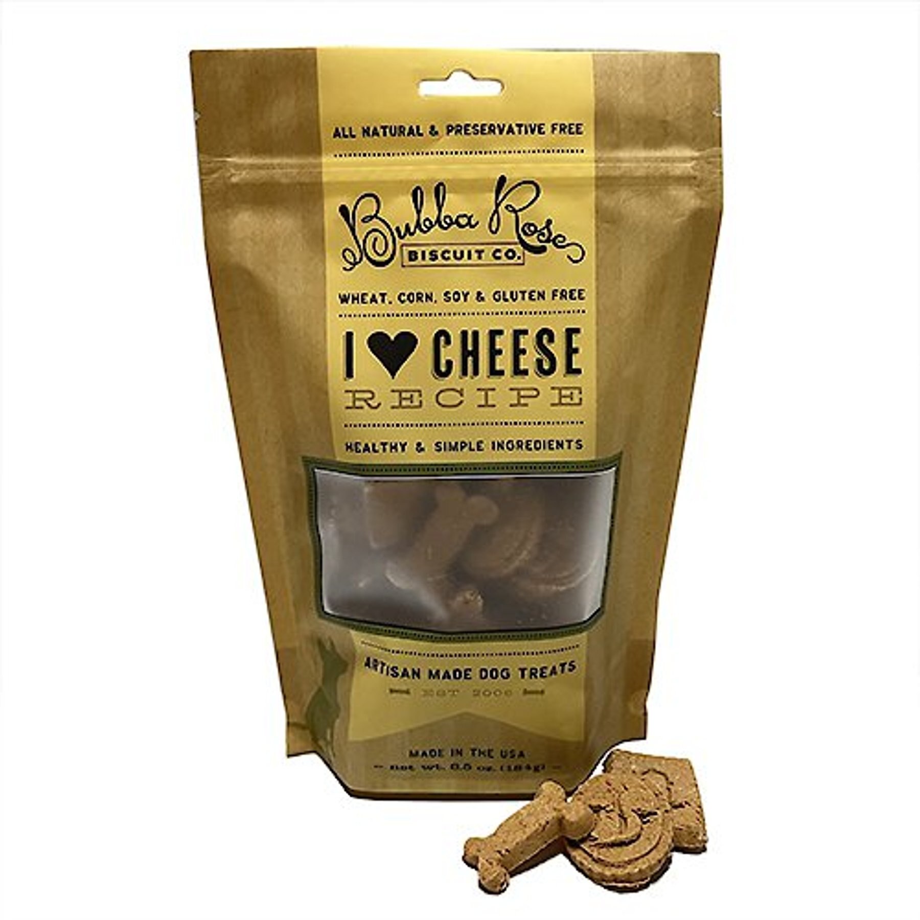 Bubba Rose Biscuit Co. I Heart Cheese Dog Treats, 6.5-oz bag