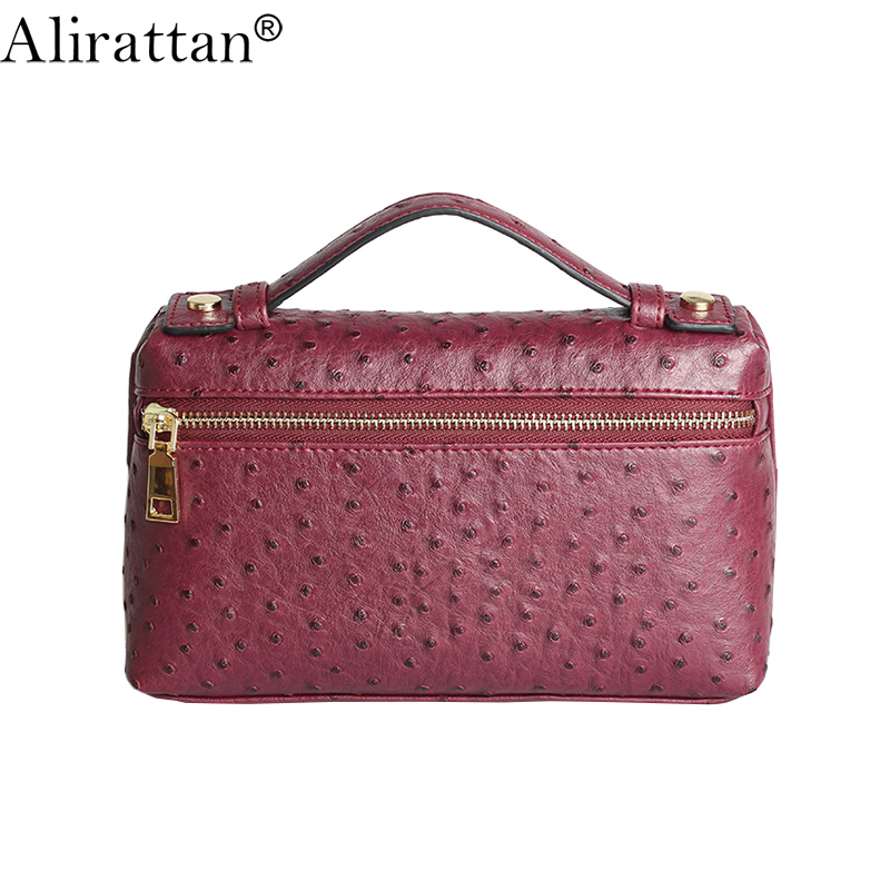 Alirattan New PU Leather For Women Fashion Designer Ostrich Pattern Handbag Custom Party Makeup Clutch Bag