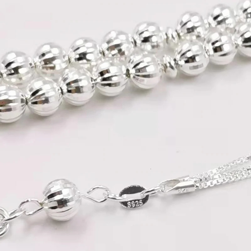 100% Real 925 sterling silvers Tasbih pure silvers Rosary 33beads Muslim bracelet islamic Ramadan Eid gift turky Jewelry 240408
