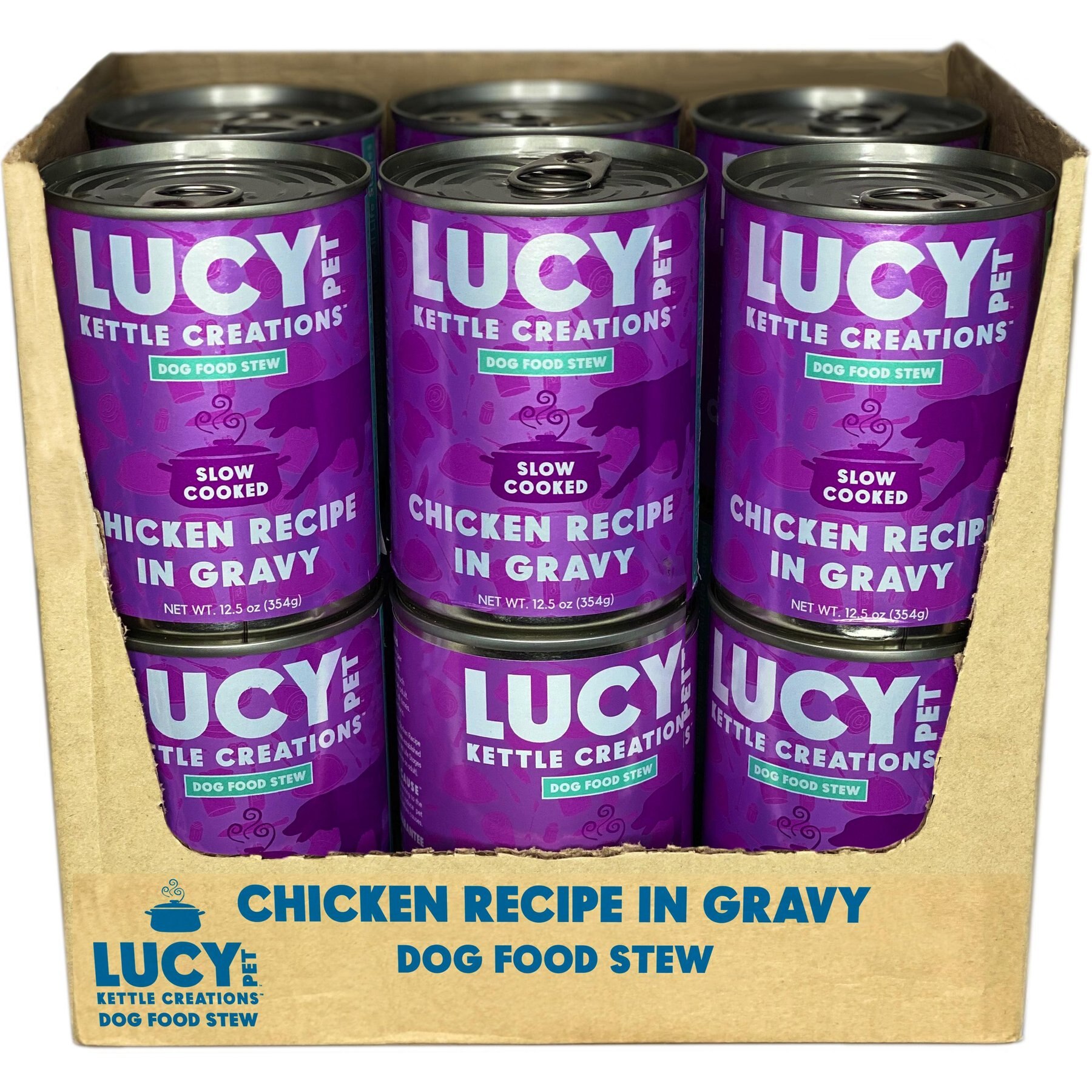 Lucy Pet Products Kettle Creations Chicken Recipe in Gravy Wet Dog Food, 12.5-oz can, case of 12