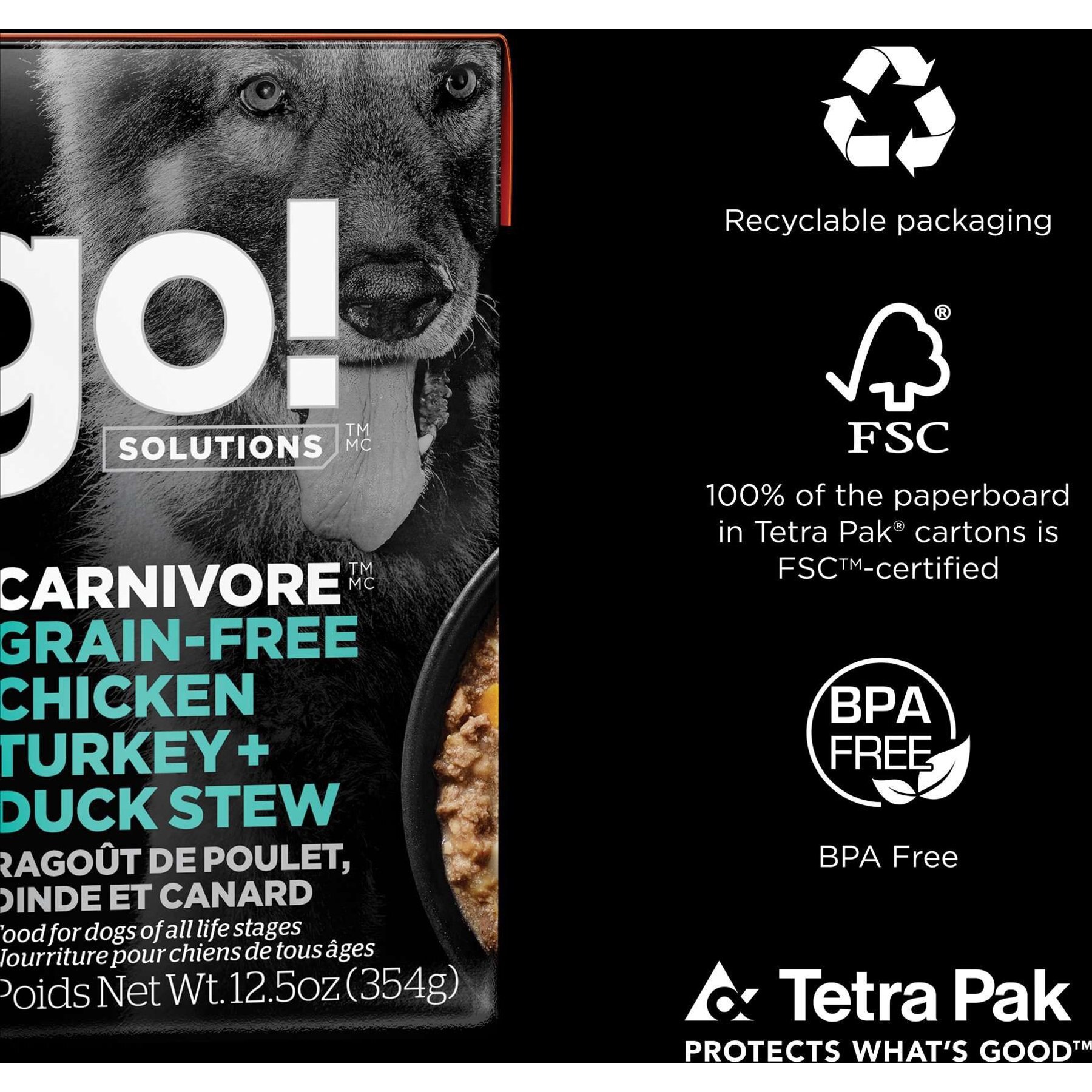 Go! Solutions Carnivore Grain-Free Chicken, Turkey & Duck Stew Dog Food