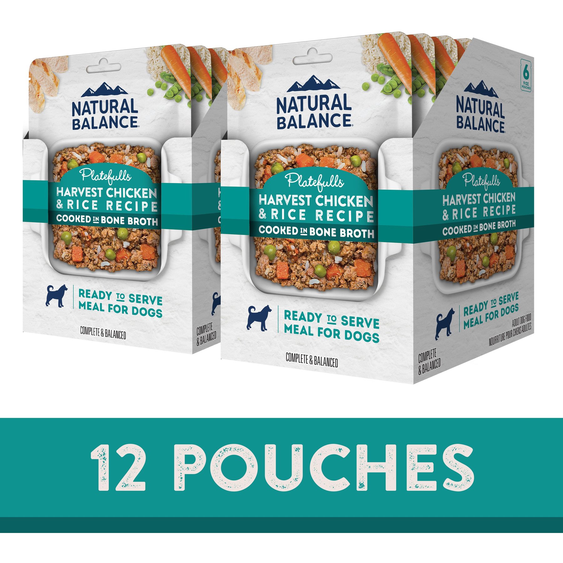 Natural Balance Platefulls Harvest Chicken & Rice Recipe Wet Dog Food, 9-oz pouch, case of 12