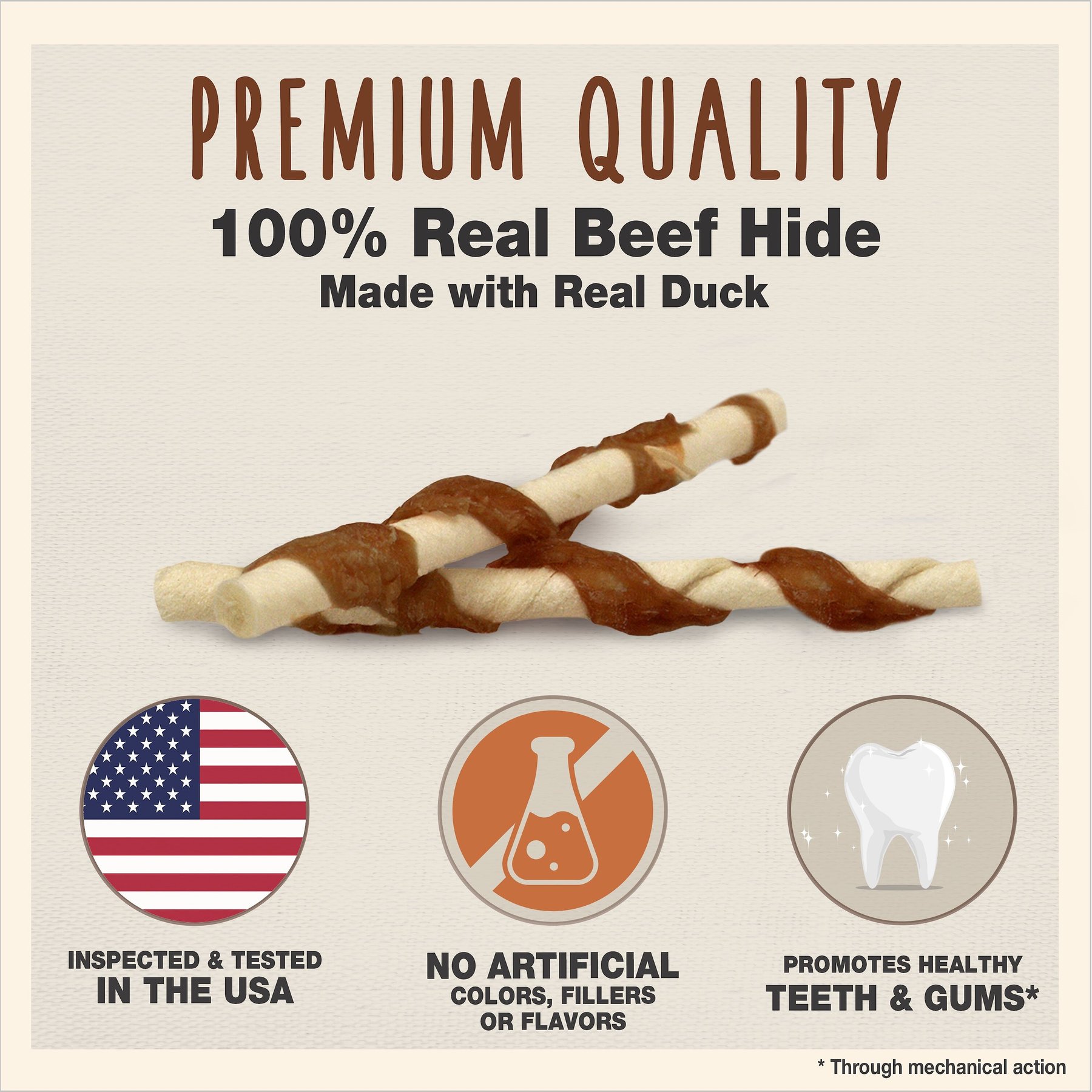 Cadet Gourmet Beef Hide & Duck Twist Sticks Dog Treats, 5-in