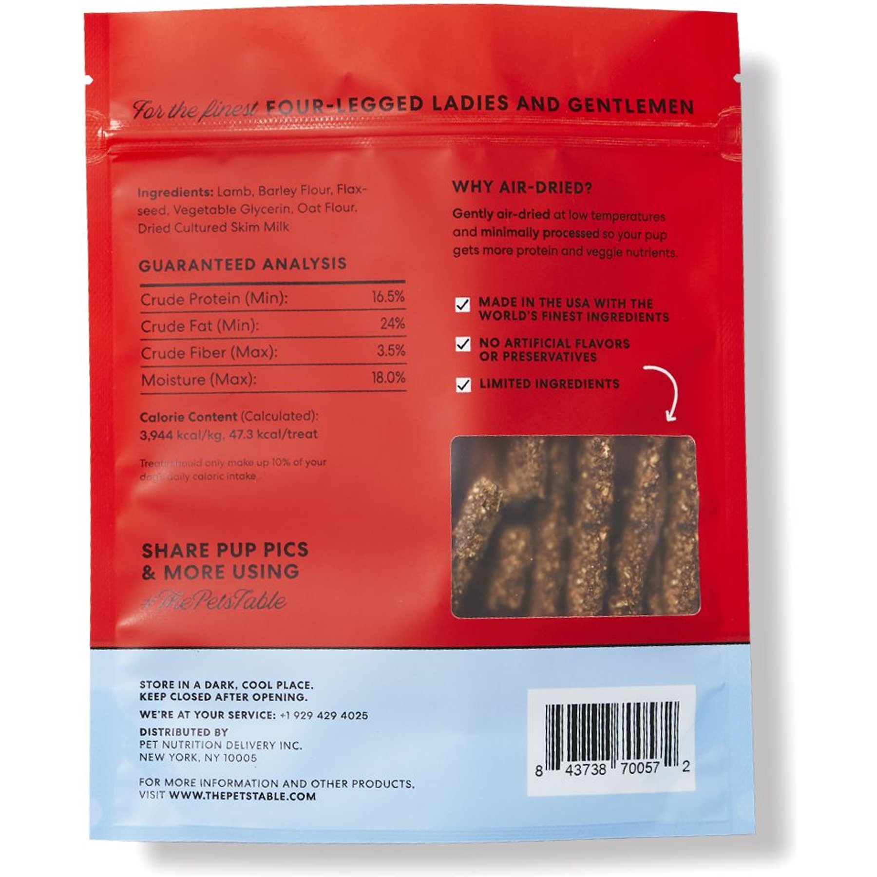 The Pets Table Lamb Limited Ingredient Diet Air-Dried Dog Treats, 8-oz bag