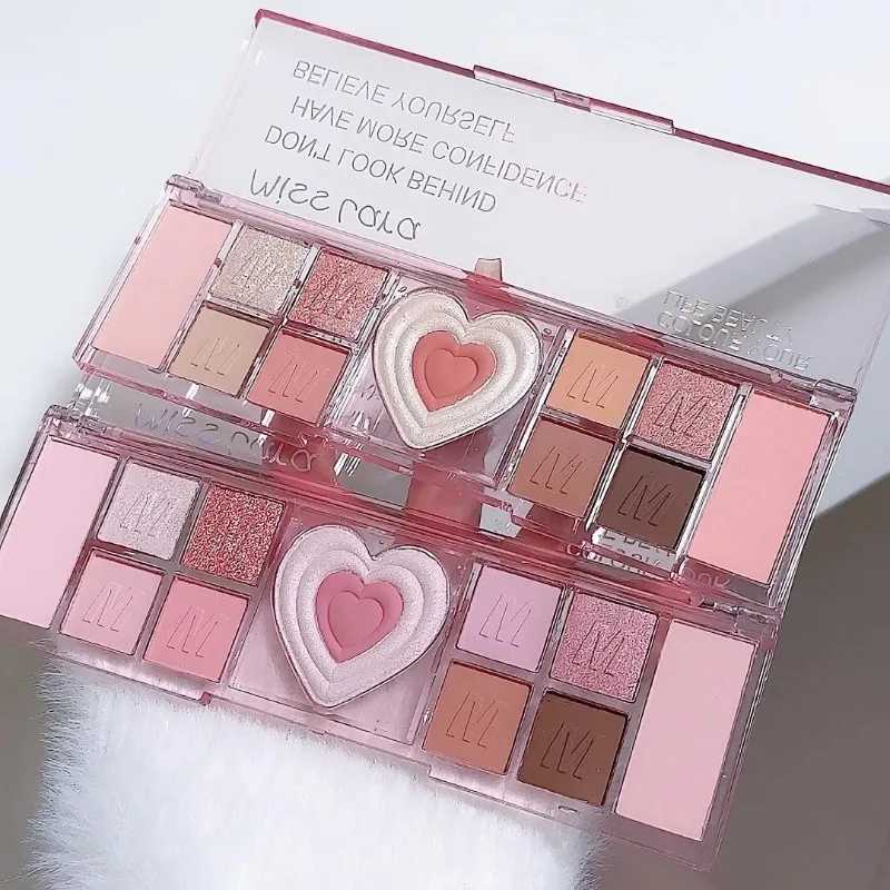 12Colors Love Heart Pink Eyeshadow Palette Natural Cool Tone Low Saturation Matte Eyeshadow Palette Brown Korean Makeup CosmeticXJ250520
