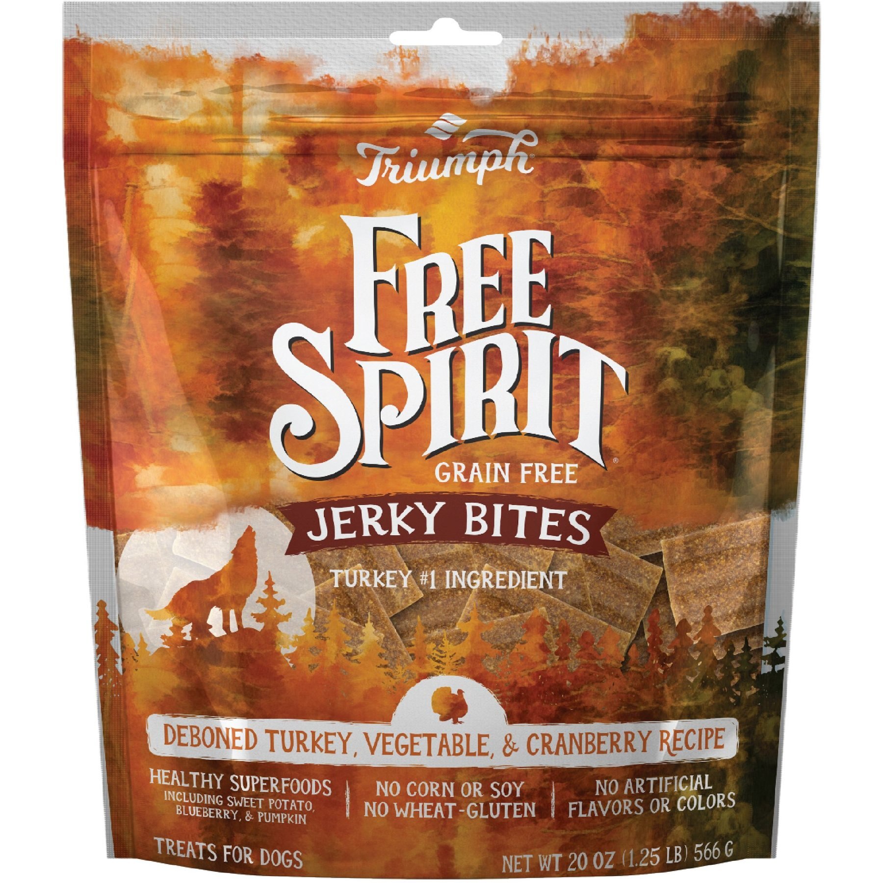 Triumph Free Spirit Jerky Bites Deboned Turkey, Vegetable & Cranberry Grain-Free Dog Treats