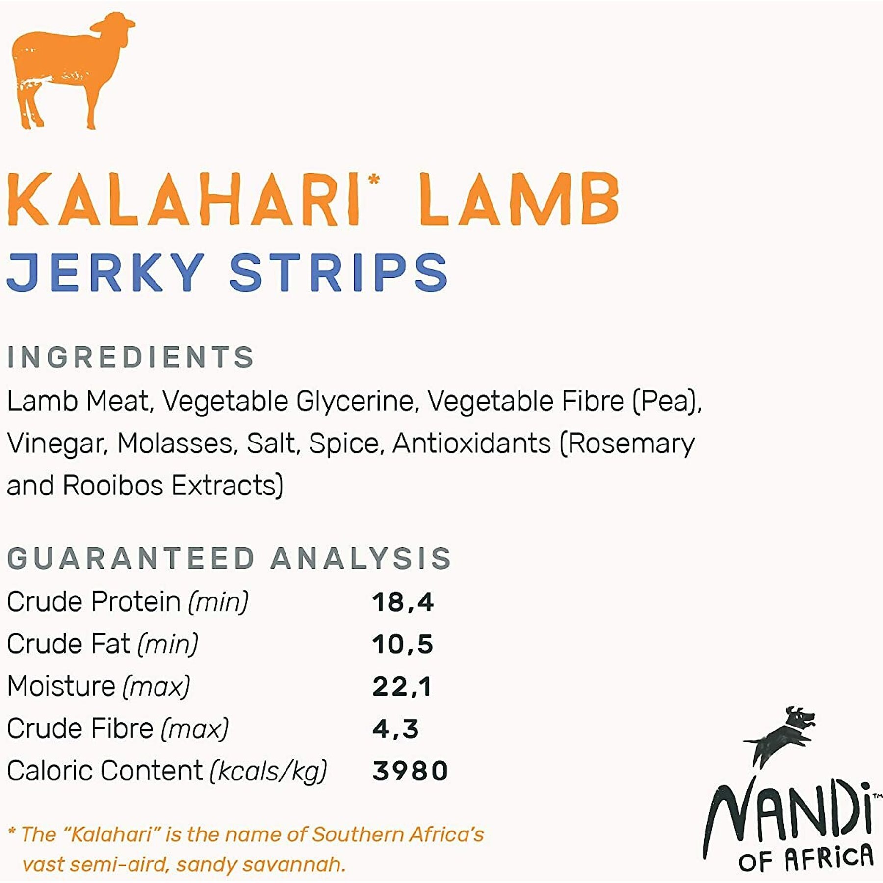 Nandi Kalahari Lamb Jerky Strips Dog Treats, 5.3-oz bag