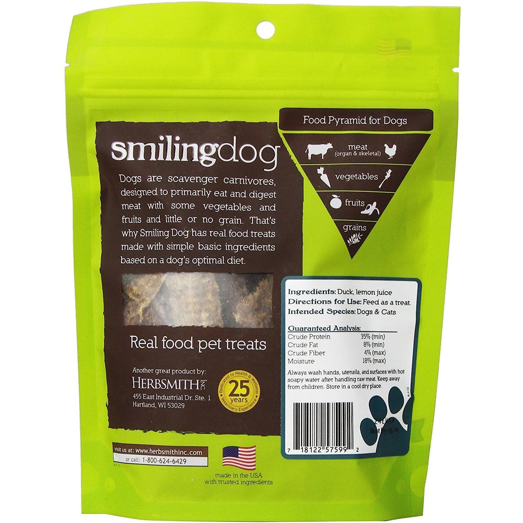 Herbsmith Smiling Dog Duck Dry-Roasted Dog Treats