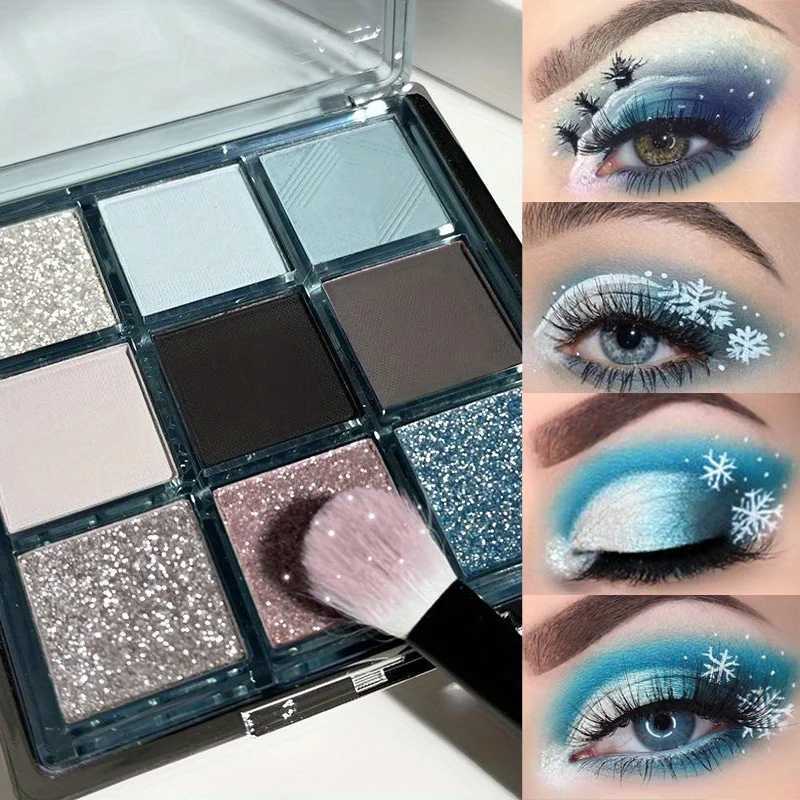 9 Color Blue Sky Eyeshadow Palette Matte Waterproof Long lasting Eyeshadow for Christmas Eye Makeup Smoky Blue Black EffectsXJ250520