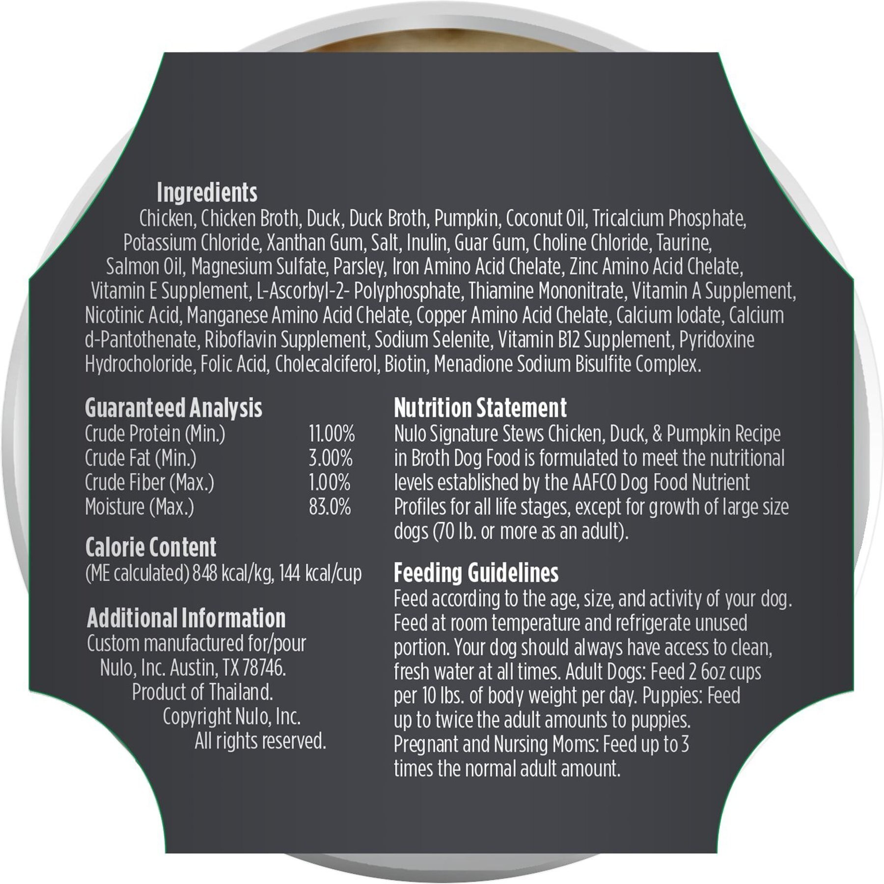 Nulo Signature Stews Grain-Free Chicken, Duck & Pumpkin in Broth Wet Dog Food, 6-oz cup, case of 16