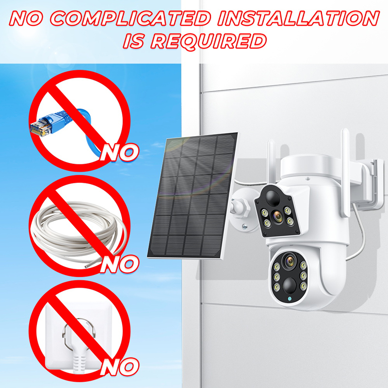 TQ9 4MP Wireless Solar Camera Dual lens WiFi PTZ Camera Outdoor Built-in Battery Video CCTV Surveillance Camera Long Time Standby