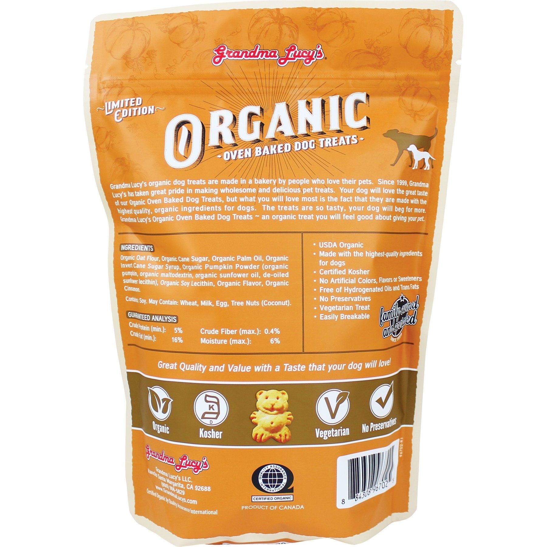 Grandma Lucy's Organic Pumpkin Pie Recipe Oven Baked Dog Treats