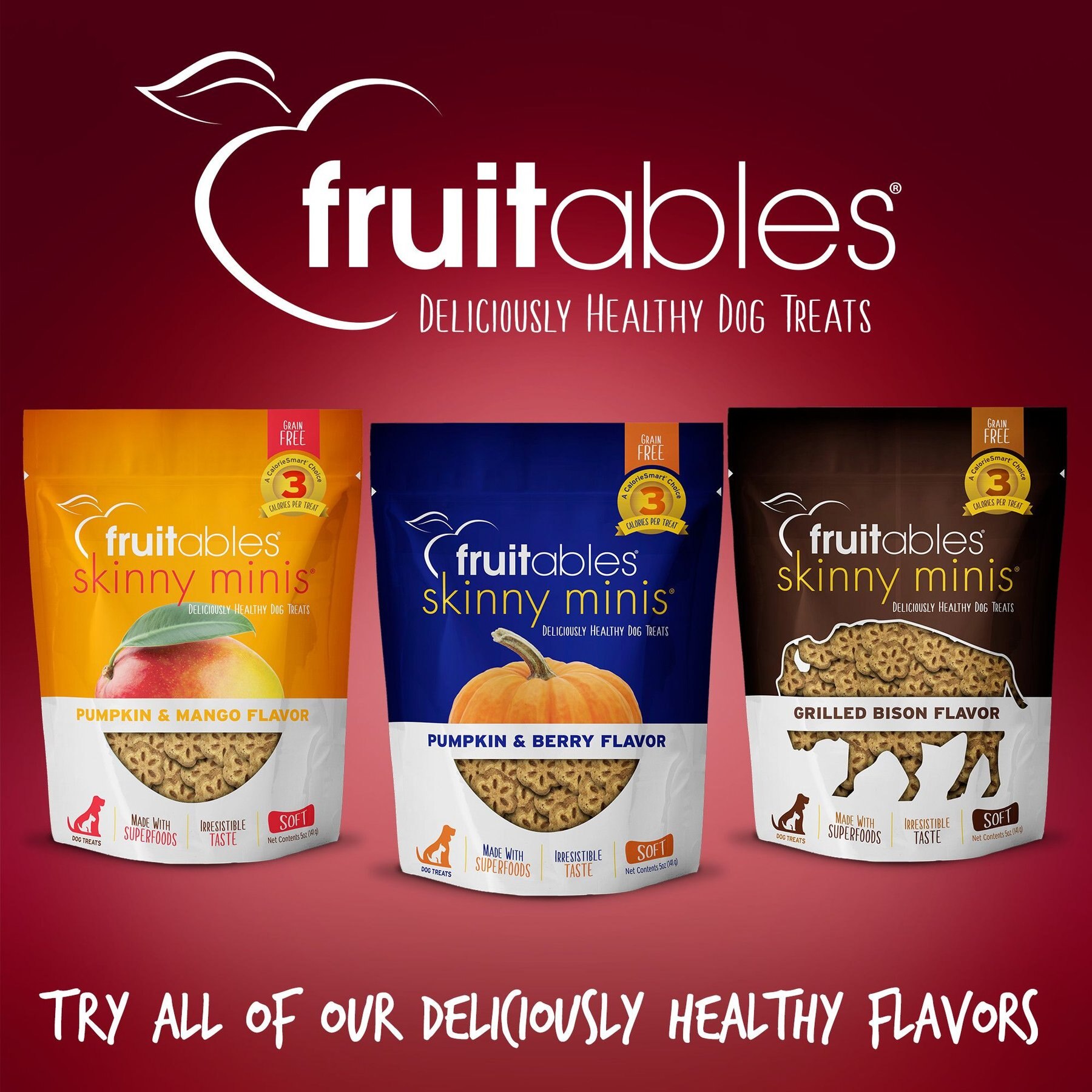 Fruitables Skinny Minis Apple Bacon Flavor Soft & Chewy Dog Treats