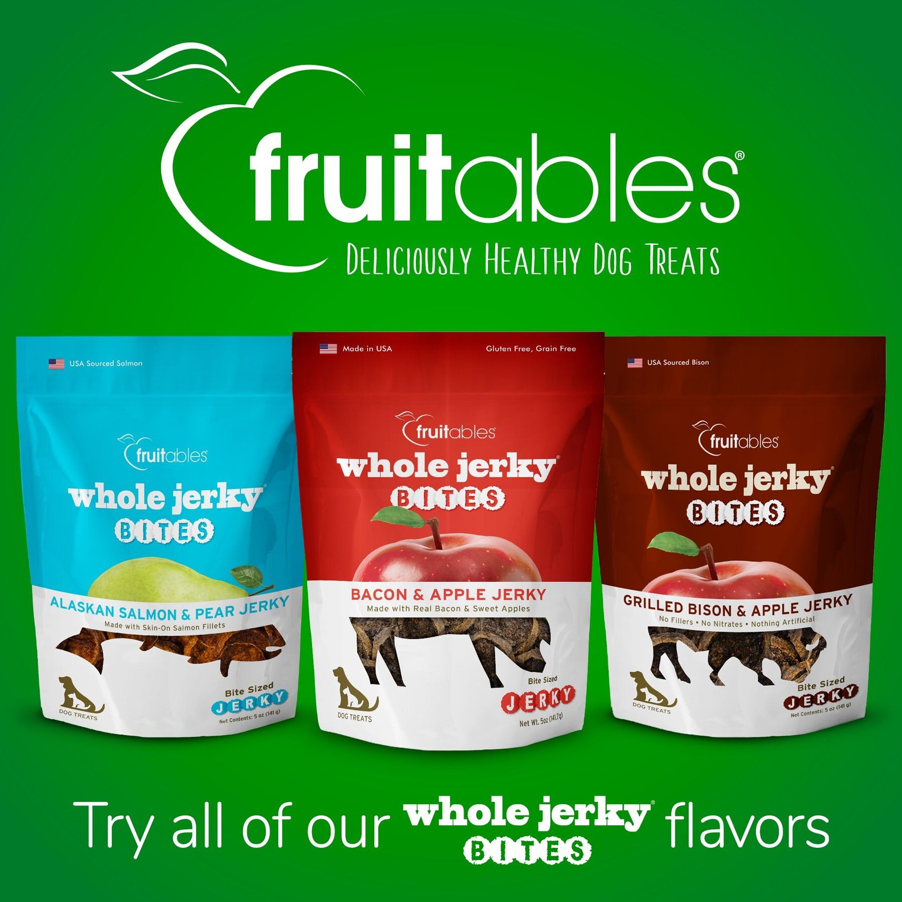 Fruitables Whole Jerky Bites Bacon & Apple Dog Treats