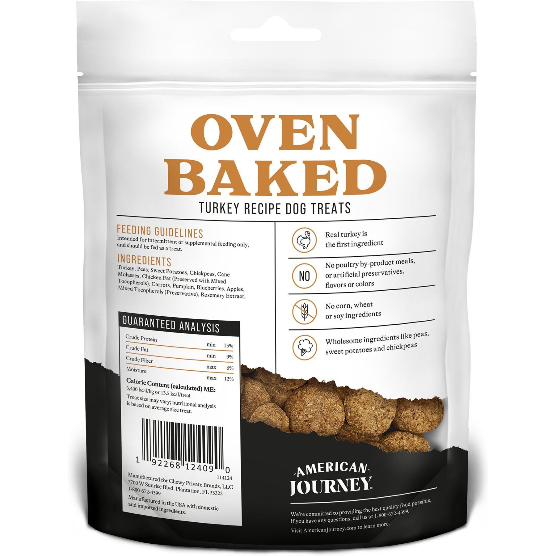American Journey Turkey Recipe Grain-Free Oven Baked Crunchy Biscuit Dog Treats