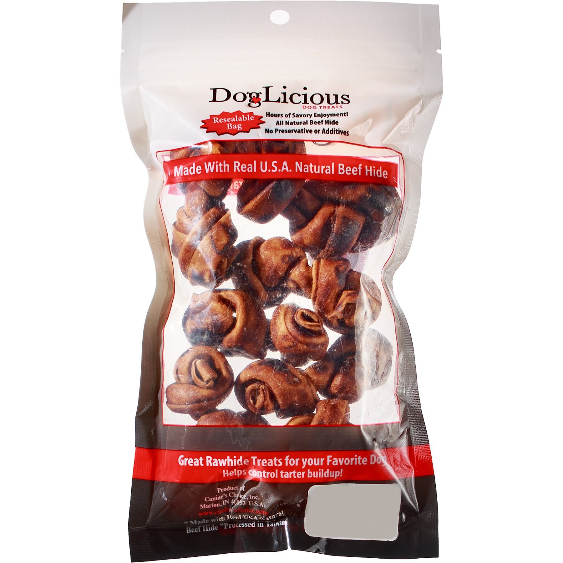 Canine's Choice DogLicious 2" Beef Flavored Mini Bones Rawhide Dog Treats, 7 count