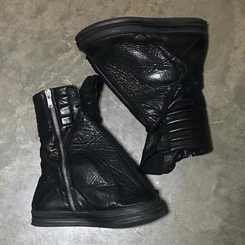 Customized TPU Genuine leather Big Wing Trainer Rock high street Boots Full Black Exclusived Factory Handmade luxury Botas