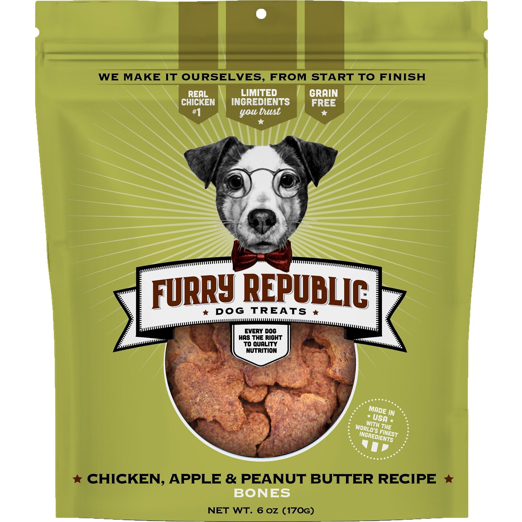Furry Republic Bones Chicken, Apple & Peanut Butter Recipe Grain-Free Dog Treats