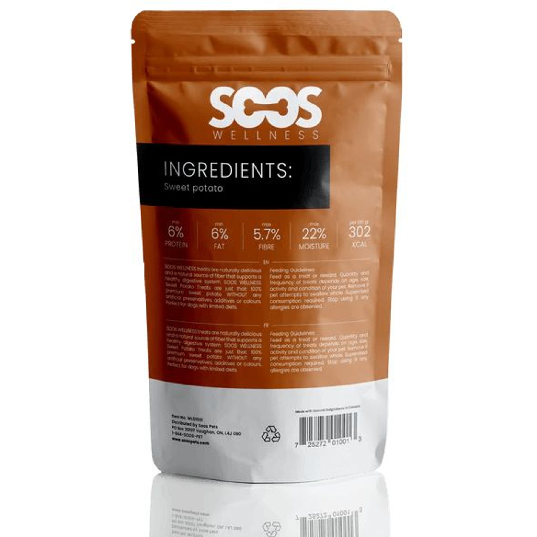 Soos Wellness Sweet Potato Jerky Dog Treats, 4-oz bag