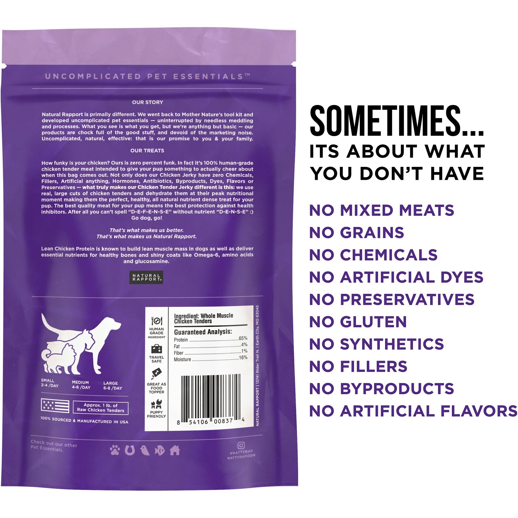 Natural Rapport The Only Chicken Tender Jerky Dog Treats